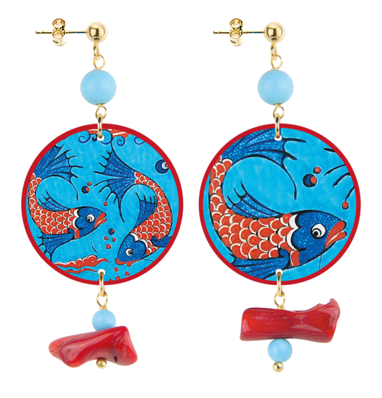 Orecchini Pesci Rossi Piccolo Celeste - Lebole Maison